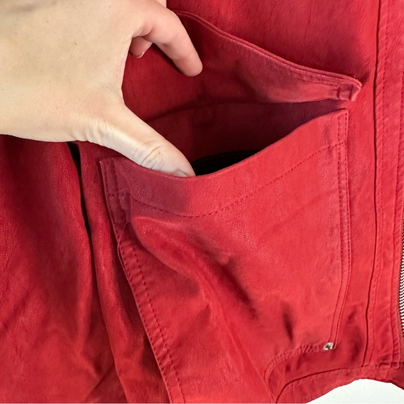 Free People Blair Faux Suede Jacket in Red SZ XL - Picture 6 of 10